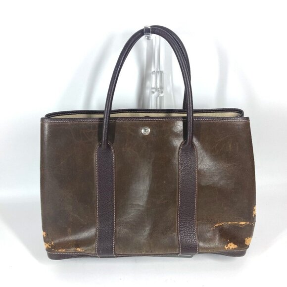 HERMES Garden party PM Bag Shoulder Bag Tote Bag Shoulder Bag Amazonia Brown - Picture 1 of 13